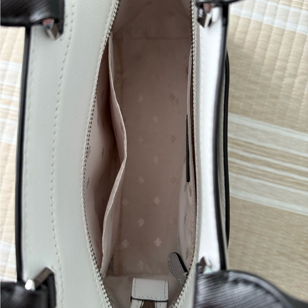 kate spade Two-Tone Gray, White & Black Leather Satchel - Picture 7 of 9